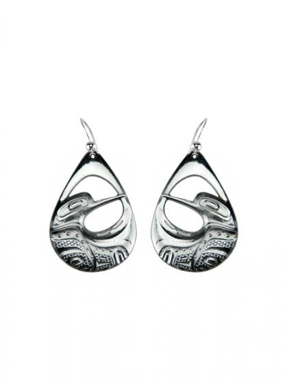First Nations Pewter Hummingbird Earrings - Silver