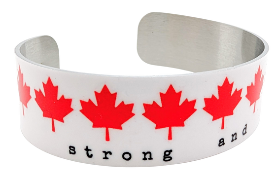 Maple Leaves Strong & Free Cuff Bracelet
