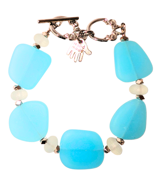 Cultured Sea Glass Bracelet Light Blue