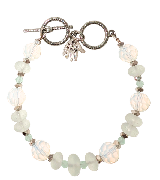 Cultured Sea Glass Bracelet White