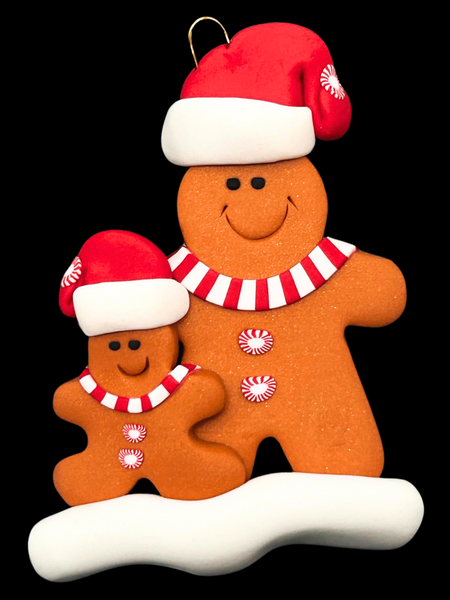 Single Parent Gingerbread Family of 2 Ornament