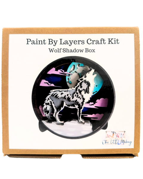 Paint By Layers Craft Kit- Wolf Shadow Box