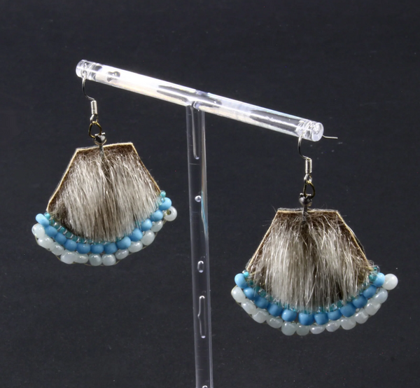 Beaded Sealskin Earrings - Ida Kadjulik