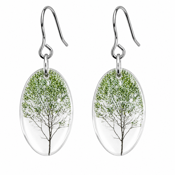 Oval Green Tree Earrings