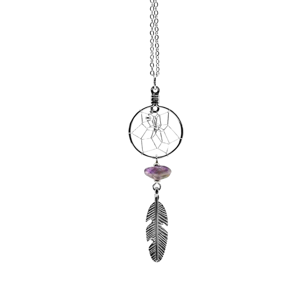 First Nations Dream Catcher Necklace with Amethyst