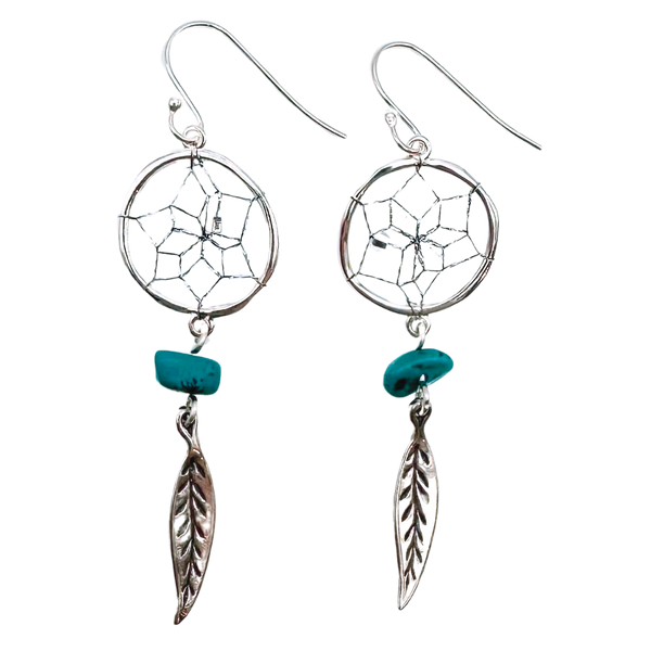 First Nations Dream Catcher Feathered Earrings