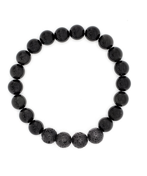 Our Canadian made aromatherapy "Protector" bracelet is made out of  10mm Obsidian and lava beads, which absorbs negative energy and draws off stress, making it the perfect shield against bad vibes or worry.