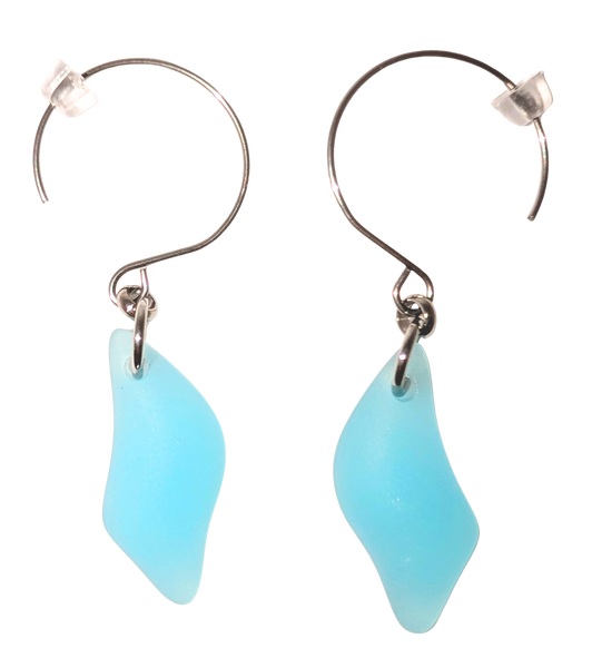 Cultured Sea Glass Earrings Turquoise