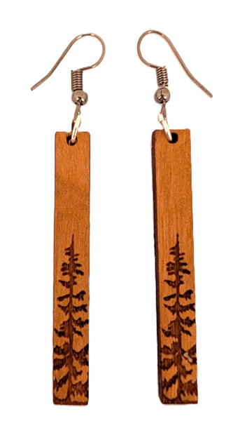 Wooden Tree Earrings