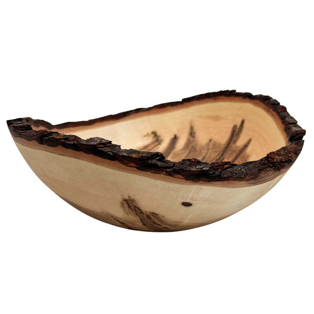 Handcrafted Ambrosia Maple Bowl with Bark