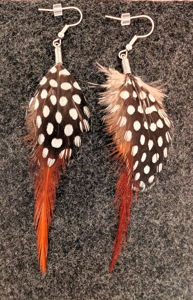 First Nations Feather Earrings Red Hackle