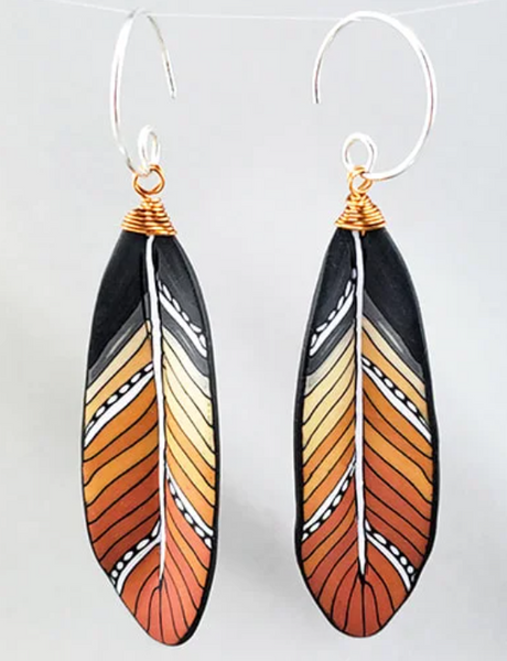 Feather Earrings - Terracotta