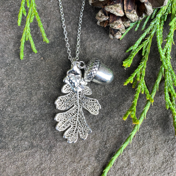 Acorn and oak leaf necklace sale