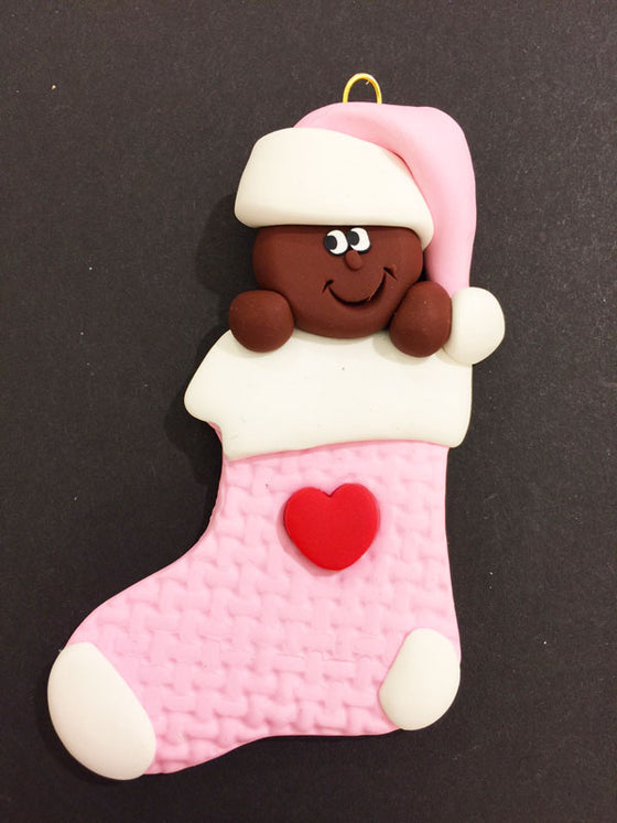 Stocking Baby in Pink Ornament