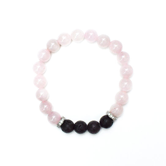 Our Canadian made aromatherapy "Love" bracelet is made out of 8mm rose quartz and lava beads, which  is the stone of unconditional love and compassion. It draws out negativity while attracting beauty, happiness and love