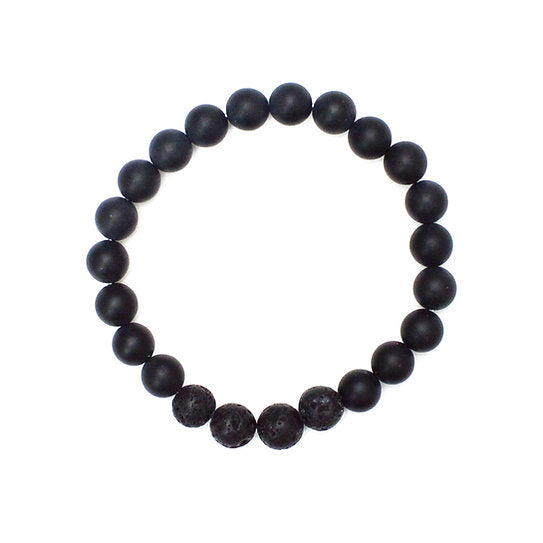 Our Canadian made aromatherapy "Warrior" bracelet is made out of 8mm matte black onyx and lava beads, which builds strength, determination and self-confidence