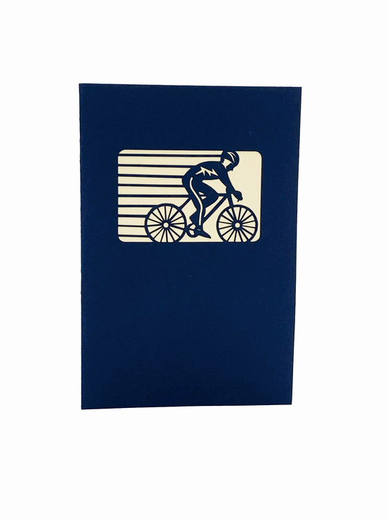 A beautifully detailed cyclist 3D pop-up card featuring 2 cyclists