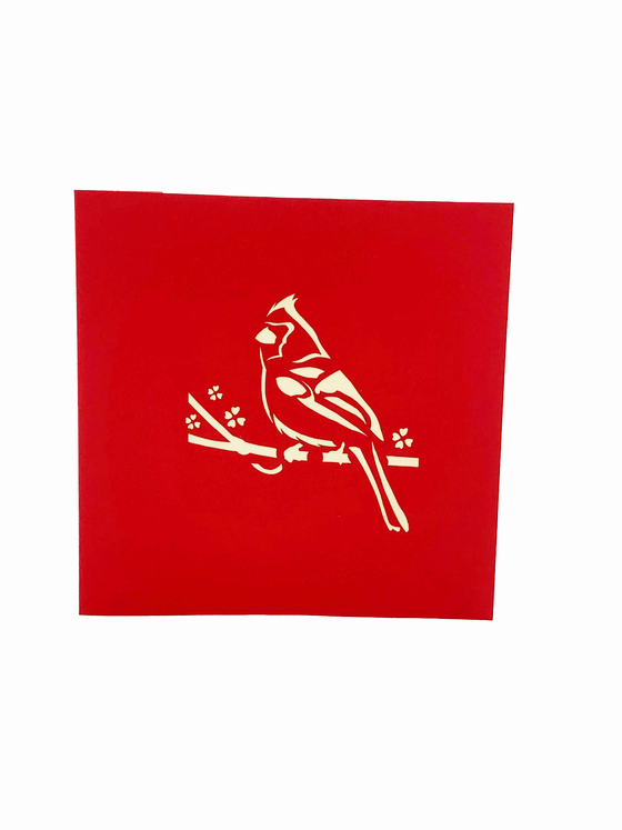 A beautiful Red Cardinal sitting on a branch 3D pop-out art card