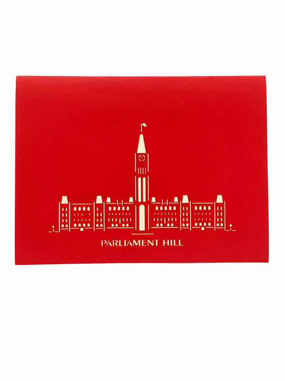 A beautiful 3D pop-up art card featuring the Canadian Parliament buildings in Canada's capital city of Ottawa