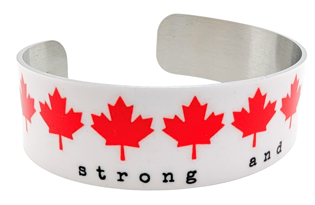 Maple Leaves Strong & Free Cuff Bracelet