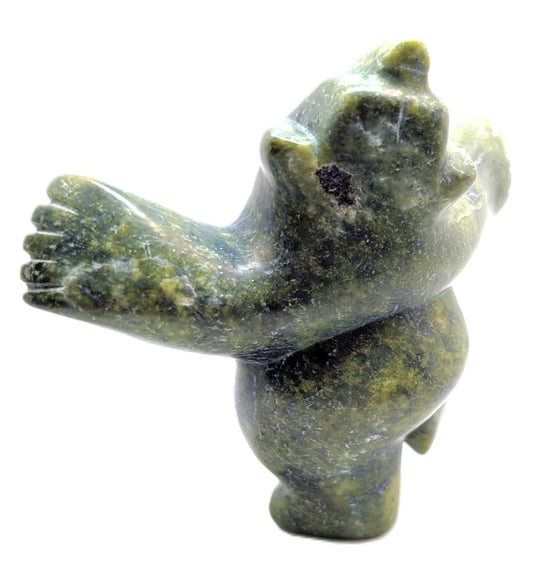 green marblesque soapstone dancing bear
