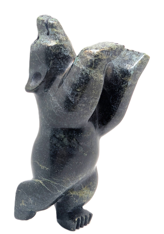 black marblesque soapstone dancing bear