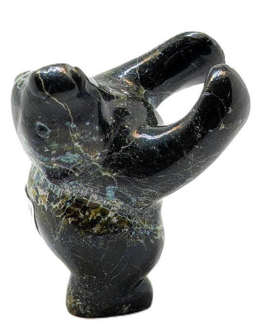 black marblesque soapstone dancing bear