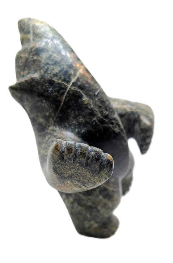 black marblesque soapstone dancing bear