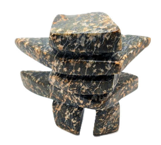 black/brown marblesque soapstone inukshuk