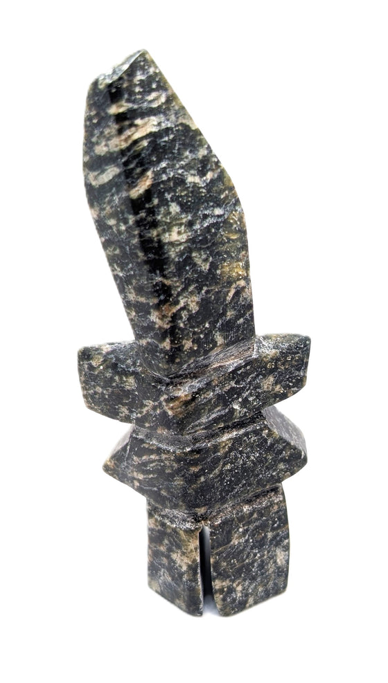 black/brown sand marblesque  soapstone inukshuk 