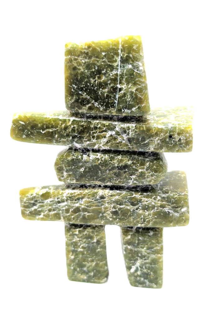 A green marbled inukshuk soapstone.
