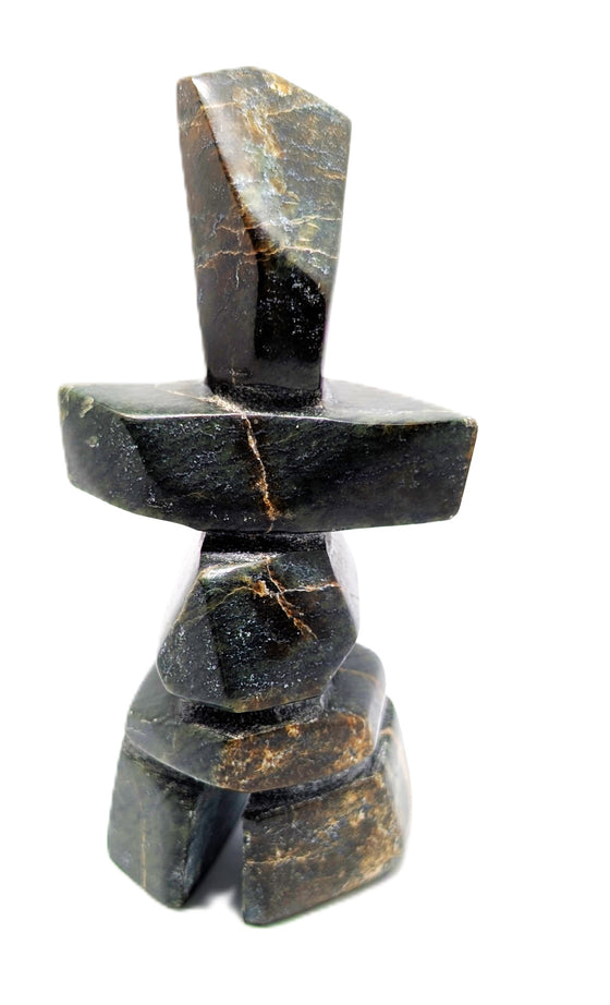 black/brown marble soapstone inukshuk 