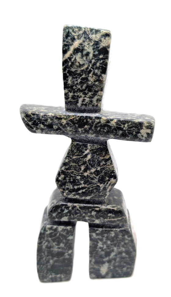 black/beige marble soapstone inukshuk 