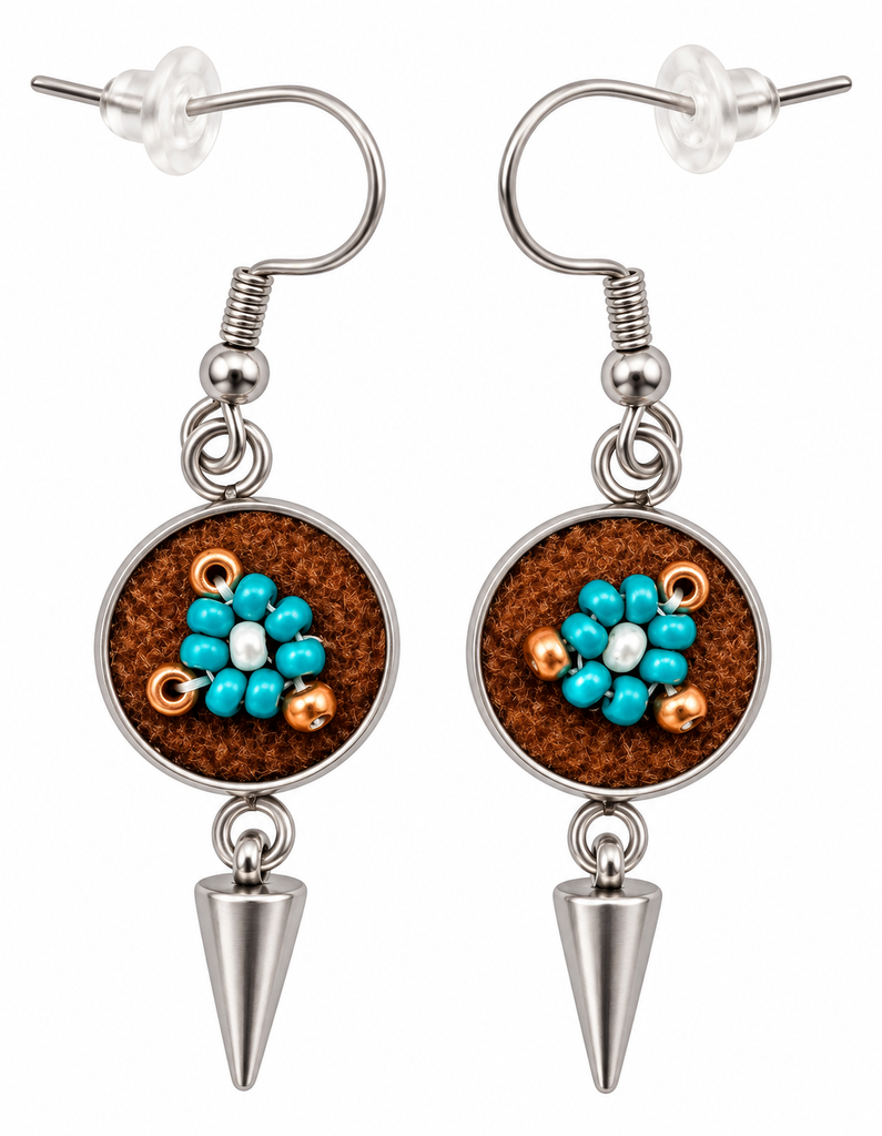 Moose Hide Beaded Dangle Hook Earrings