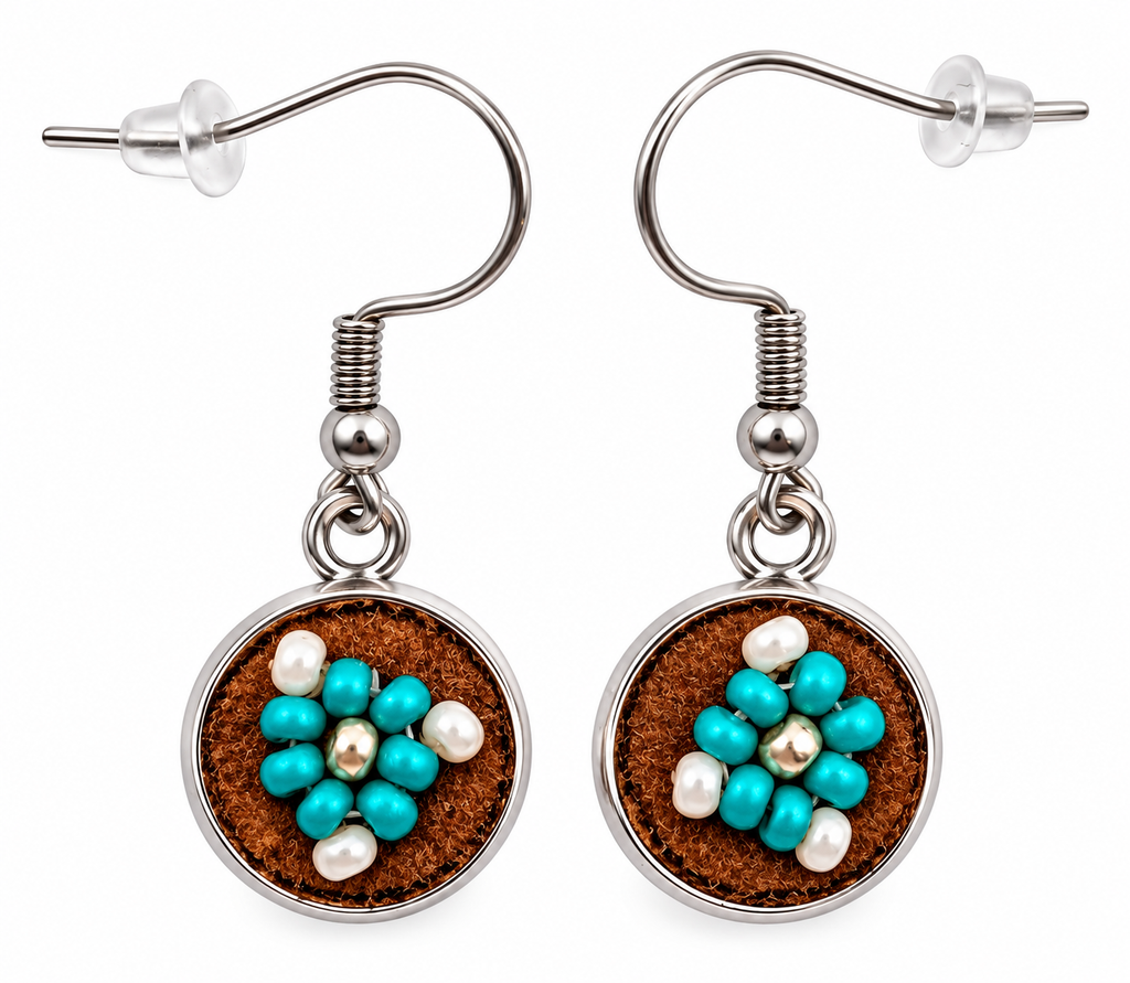 Moose Hide Beaded Hook Earrings