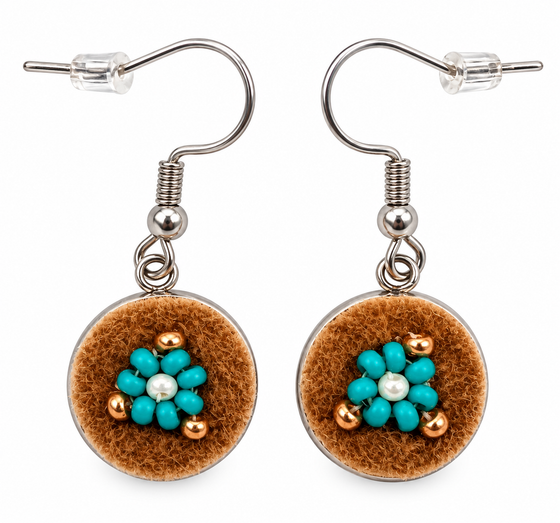 Moose Hide Beaded Hook Earrings