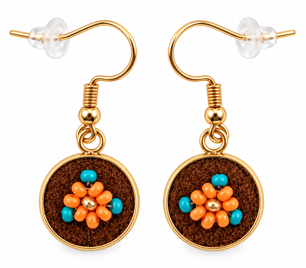 Moose Hide Beaded Hook Earrings