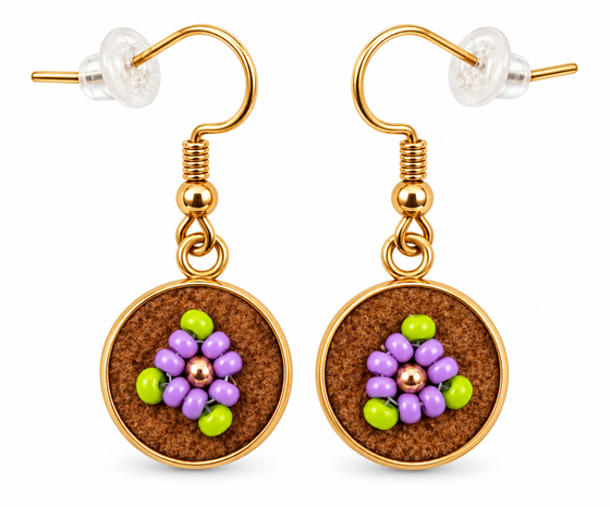 Moose Hide Beaded Hook Earrings