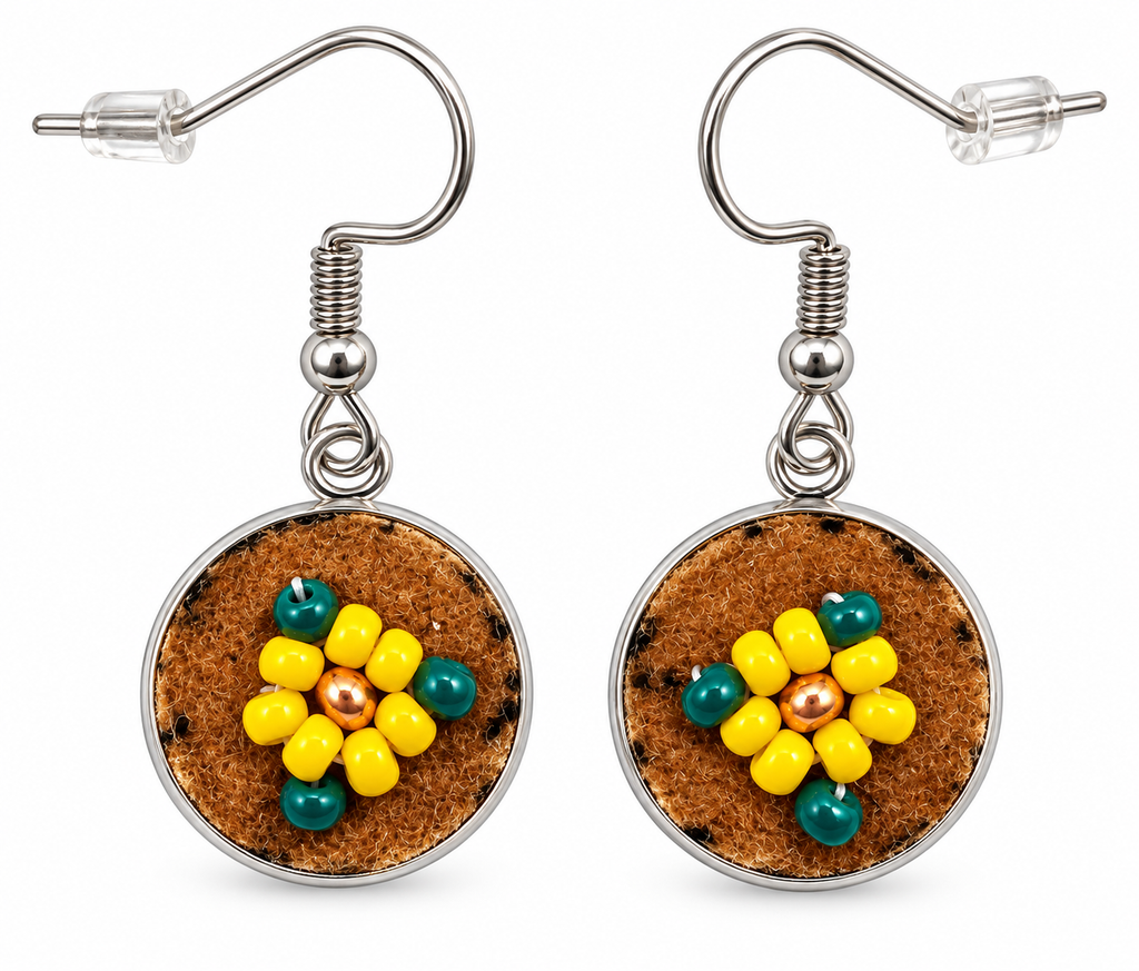 Moose Hide Beaded Hook Earrings
