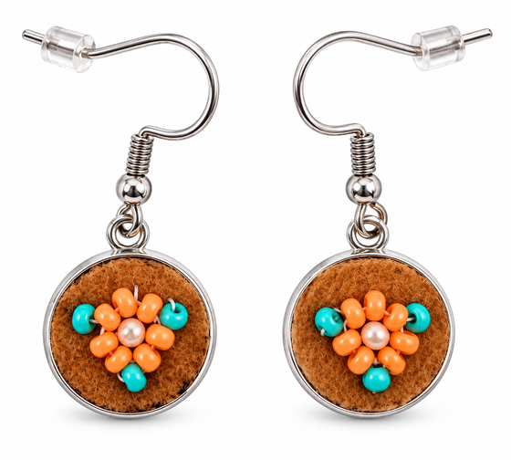 Moose Hide Beaded Hook Earrings