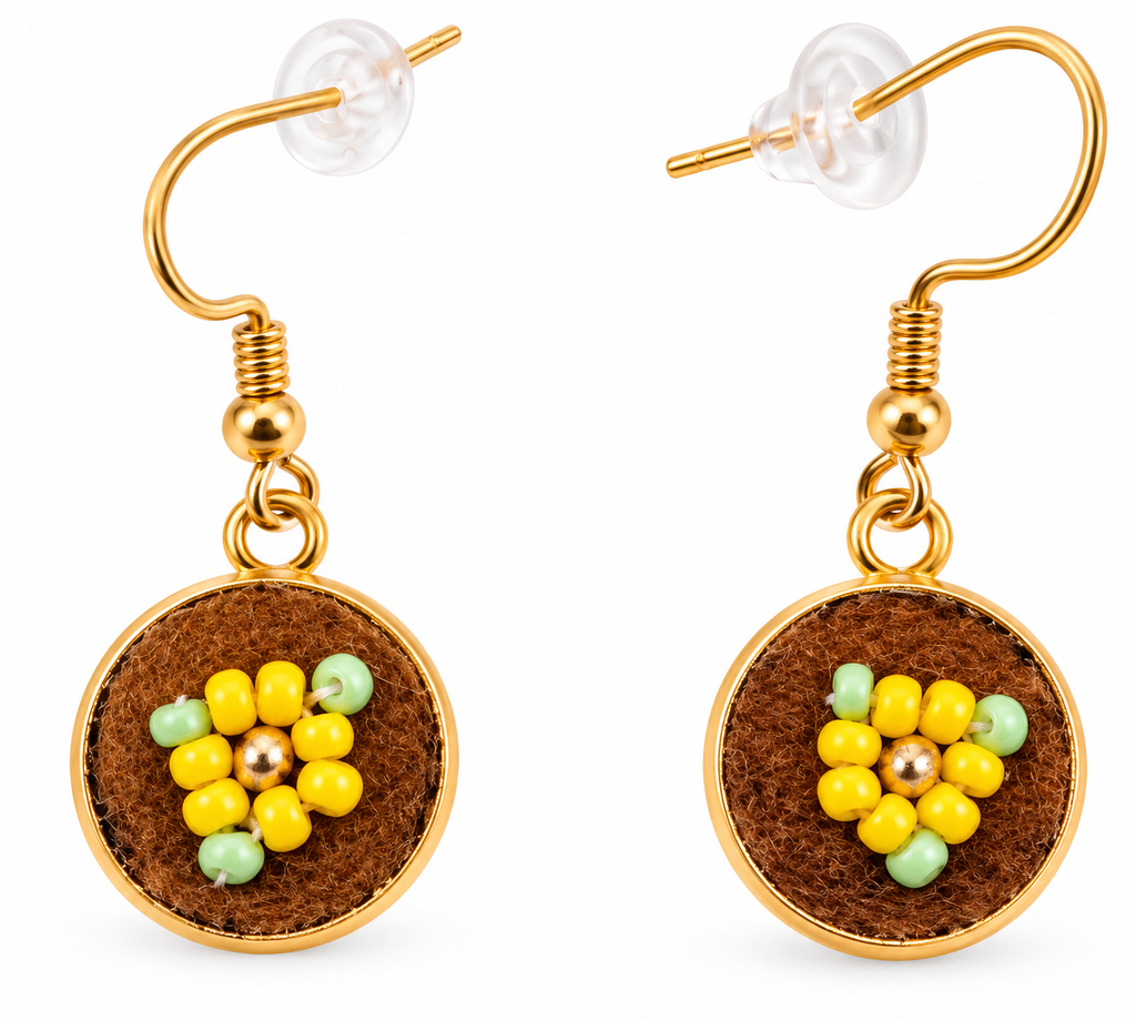 Moose Hide Beaded Hook Earrings