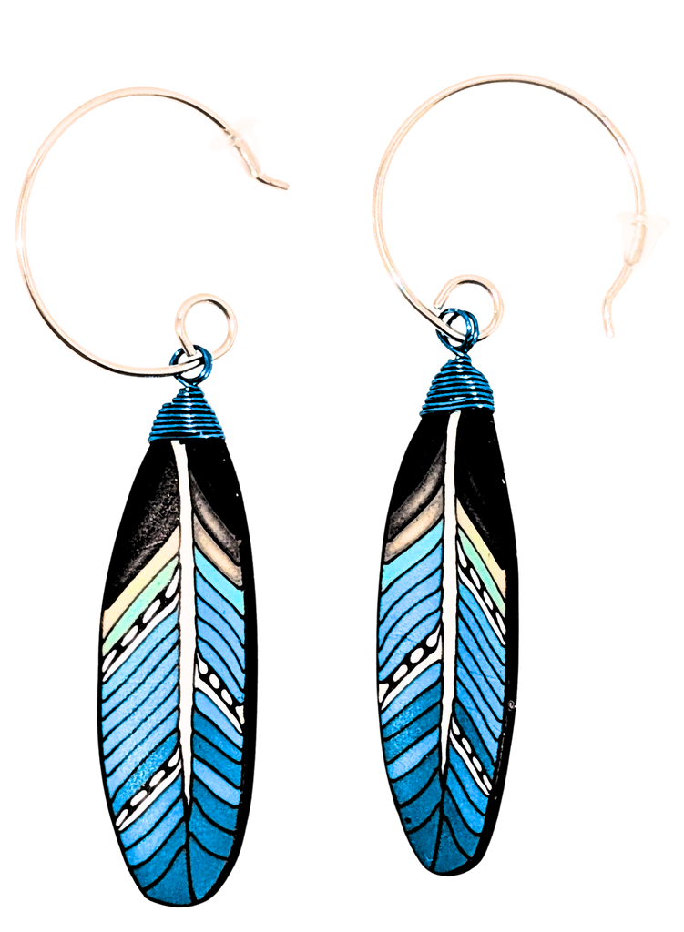 Feather Earrings - Blue