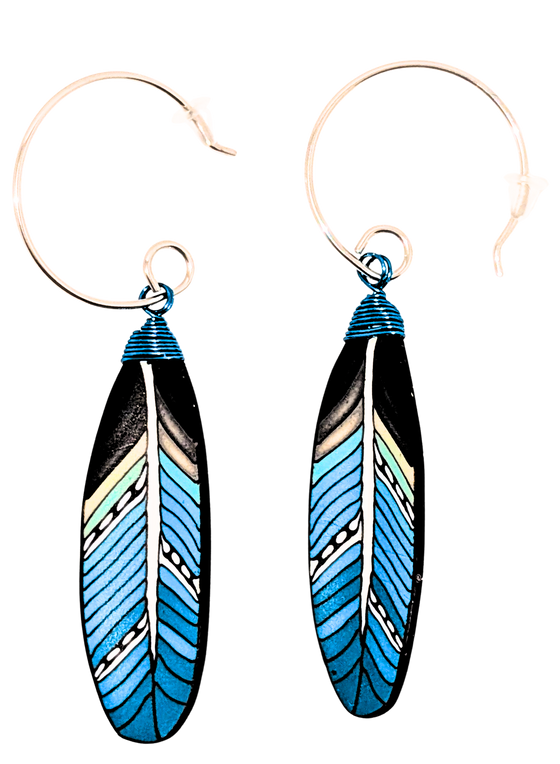 Feather Earrings - Blue