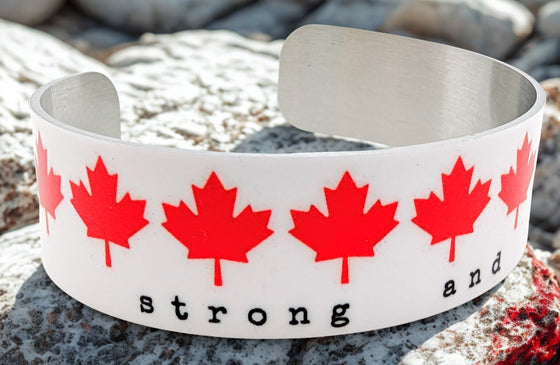 Maple Leaves Strong & Free Cuff Bracelet
