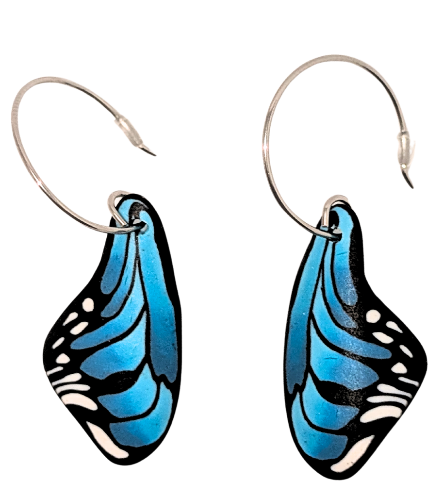 Butterfly Wing Earrings - Blue Morpho
