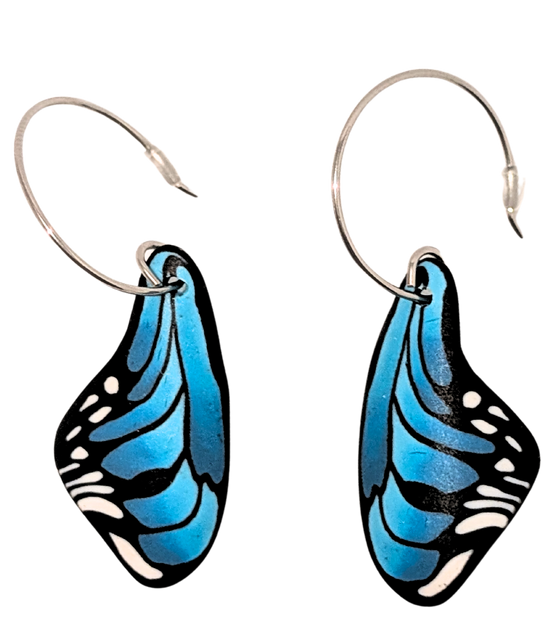 Butterfly Wing Earrings - Blue Morpho