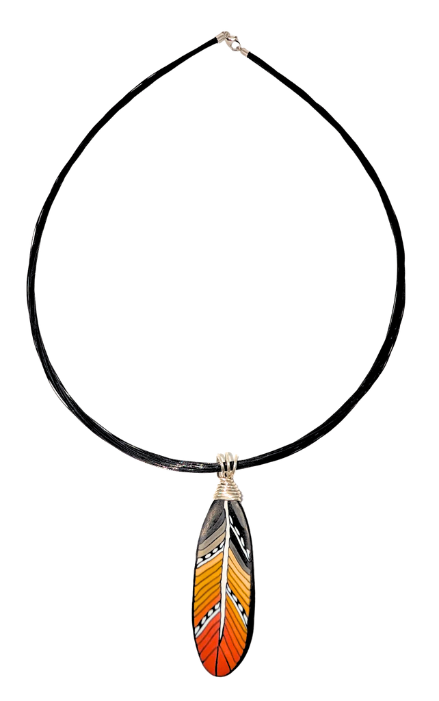 Feather Pendant - Terracotta