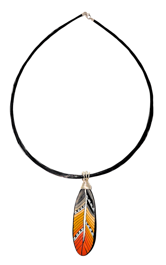 Feather Pendant - Terracotta