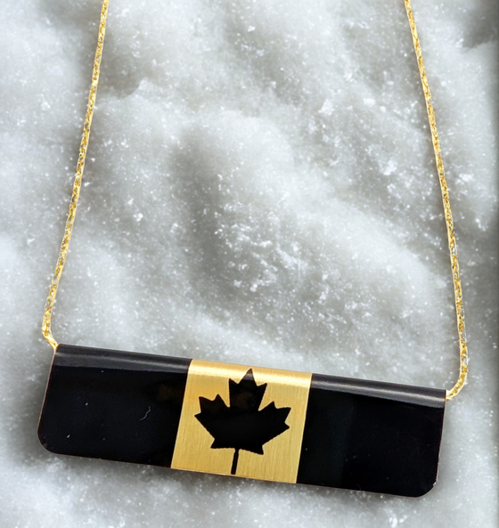 Reversible Black Flag Bar Necklace