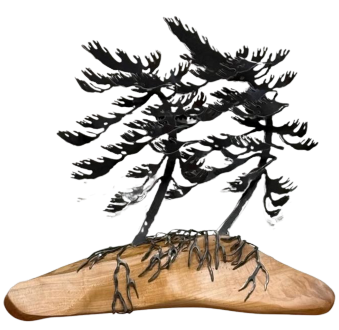 2 Trees Wood & Metal Wall Sculpture - Cathy Mark